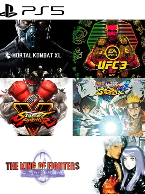 5 Juegos en 1 Mortal Kombat XL mas EA SPORTS UFC 3 Standard Edition mas STREET FIGHTER V mas NARUTO SHIPPUDEN Ultimate Ninja STORM 4 mas THE KING OF FIGHTERS 2000 PS5
